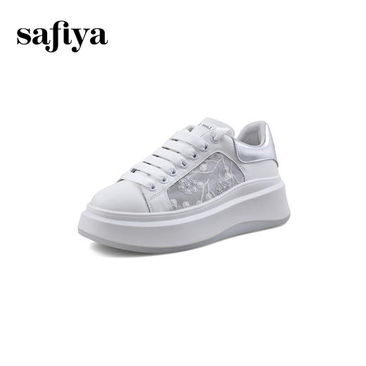 Safiya/索菲娅2024春季甜美蕾丝仙女风透气百搭厚底增高小白鞋 SF41112024 商品图8