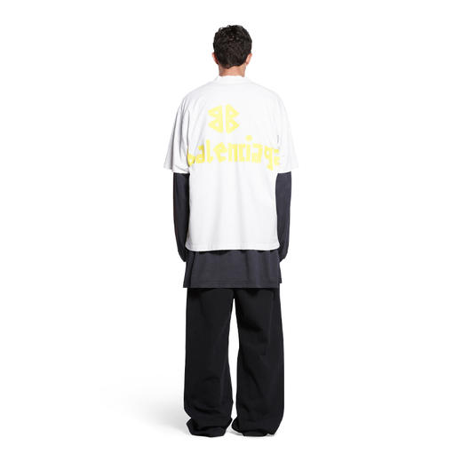 【一】BALENCIAGA 巴黎世家 男士复古平纹针织号贴带型圆领短袖T恤 白色 739784 TOVA9 9000 商品图3
