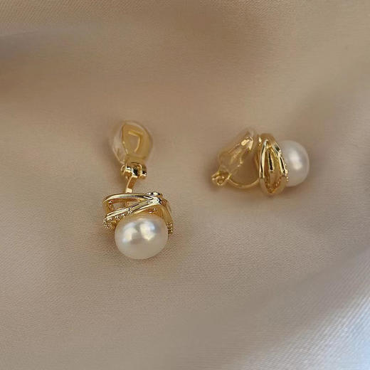 丁摩 倪妮同款天然淡水馒头真珍珠耳钉女气质耳饰无耳洞耳夹4ZF-EAR1255 商品图5