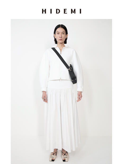 HIDEMI 休闲廓形空气感拉链开衫连帽短夹克/百褶半身裙 商品图0