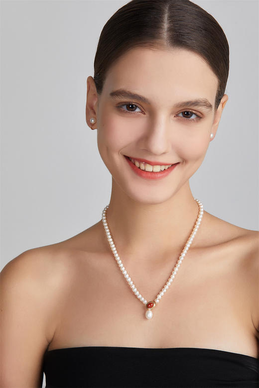 南红小团圆 经典珍珠项链3号（长链、短链） 商品图6