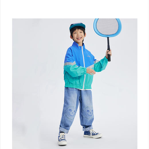 漫画家潮童装中大童拼接撞色户外拒水风衣儿童反光机能风外套上衣 商品图4