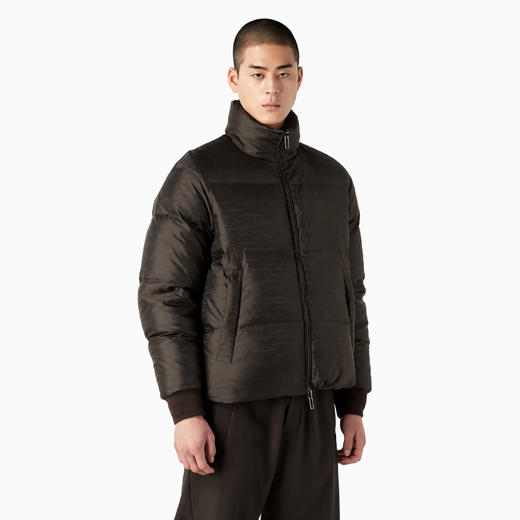 EMPORIO ARMANI 阿玛尼 双面全拉链通体标志性徽标提花尼龙羽绒服 绿色 6R1B65 1NVSZ F556 商品图1