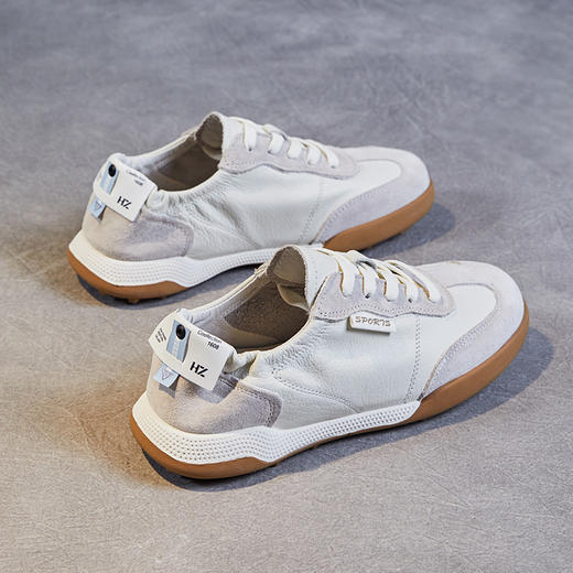 真皮复古拼接德训鞋，春季新款阿甘鞋平底休闲运动板鞋ZM231298 商品图3