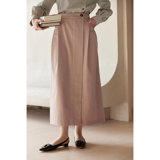 HeyDress粉色天丝半身裙女春季高腰侧门襟梨形身材a字直筒裙子 商品图0