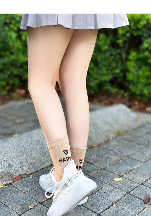 足装秀女秋冬新中筒袜吸湿发热保暖小熊提花爱心刺绣早春中邦女袜 商品图13