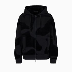 EMPORIO ARMANI 阿玛尼 男士超大号莫代尔拉链连帽运动外套 黑色 6R1MF9 1JUWZ 0999