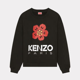 【一】KENZO 高田贤三 女士棉质大海棠花徽标印花长袖卫衣 黑色 FD52 SW036 4ME 99J