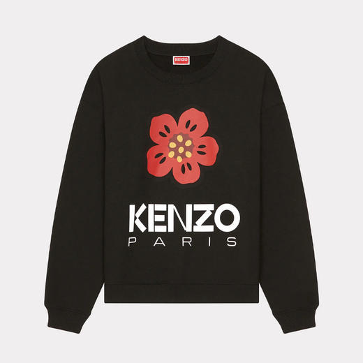 【一】KENZO 高田贤三 女士棉质大海棠花徽标印花长袖卫衣 黑色 FD52 SW036 4ME 99J 商品图0