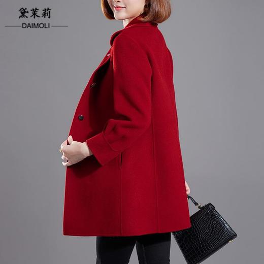 小个子婚礼妈妈冬装外套喜婆婆婚宴中老年女双面羊绒红色大衣短款 商品图1