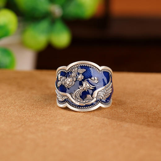 【莲花凤凰】S999银足银景泰蓝戒指【RP-JZ580052】 商品图1