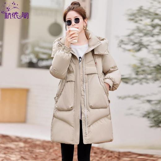 90白鸭绒羽绒服女冬季中长版2023新款小个子香风时尚加厚连帽外套 商品图2