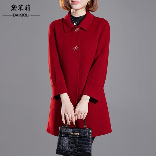 小个子婚礼妈妈冬装外套喜婆婆婚宴中老年女双面羊绒红色大衣短款 商品图2
