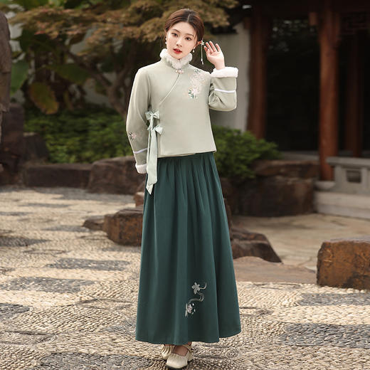 新中式汉服日常中国风马面裙夹棉加厚套装改良旗袍MLS107 商品图4