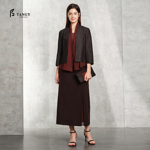 TANGY Collection天意精品2024春季新品中国风复古莨绸香云纱半身裙 L241804 商品图0
