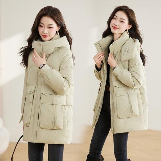 羽绒服女冬季中长版2023年新款小个子气质时尚加厚保暖白鸭绒外套 商品图3
