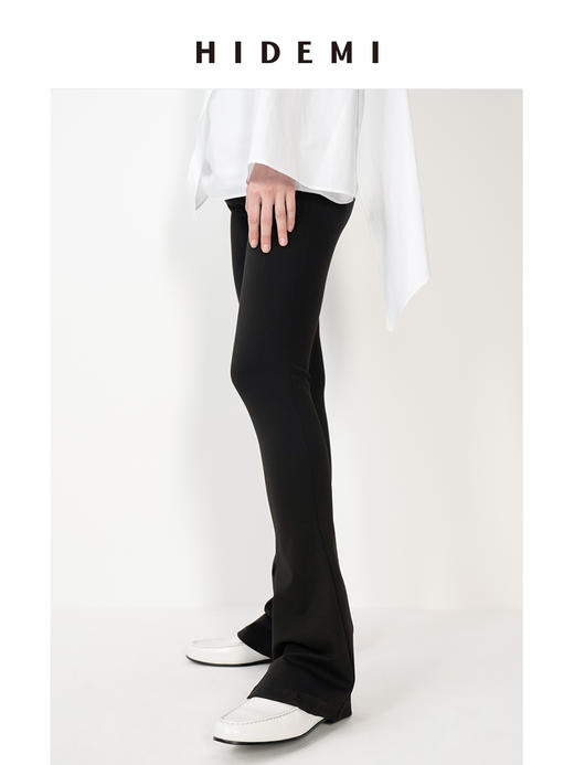 HIDEMI 【娜扎同款】黑色显瘦修身弹力马蹄弧形喇叭神裤长裤 商品图4