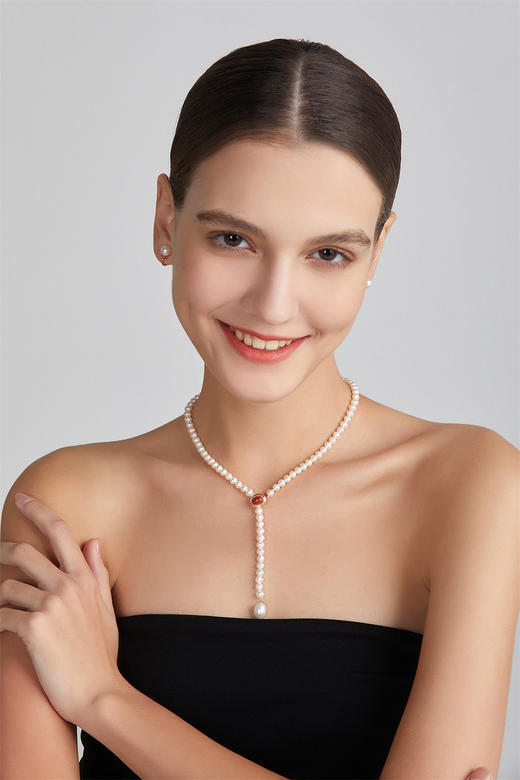 南红小团圆 经典珍珠项链3号（长链、短链） 商品图5