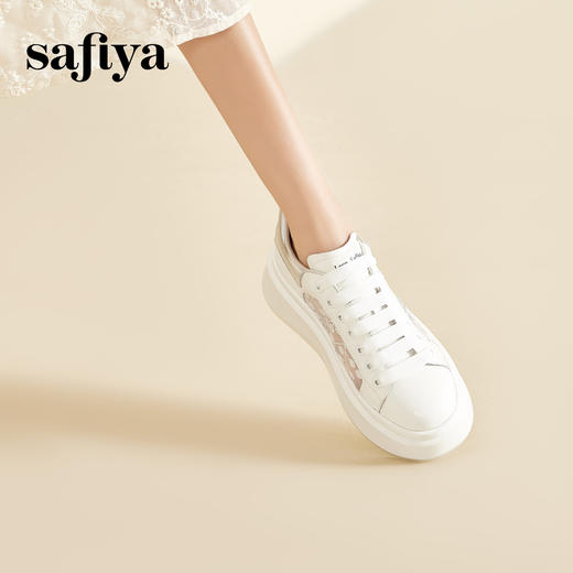 Safiya/索菲娅2024春季甜美蕾丝仙女风透气百搭厚底增高小白鞋 SF41112024 商品图6