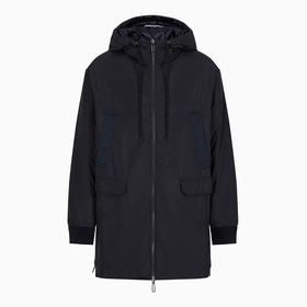 EMPORIO ARMANI 阿玛尼 男士不对称下摆尼龙双面连帽羽绒服 深蓝色 6R1L95 1NHMZ 0920