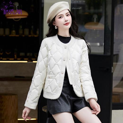 白色小香风轻薄羽绒服女冬季2023新款小个子短款气质时尚显瘦外套 商品图3