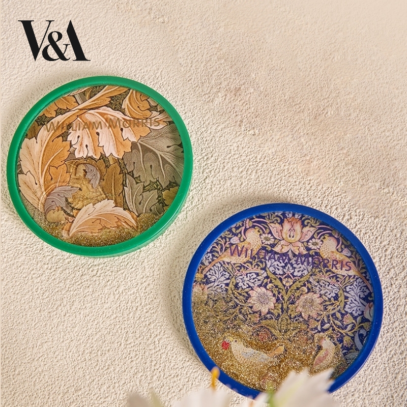 V&A博物馆威廉莫里斯系列 苕茛叶 草莓小偷流沙杯垫 文创礼物