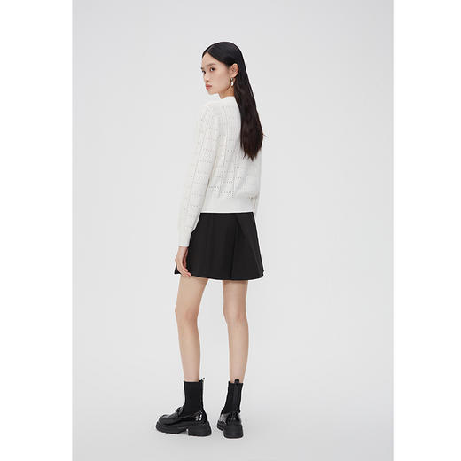 NEELLY纳俪商场同款春季粉色镂空浮雕华夫格圆领百搭针织开衫外套N24023A01103 商品图3