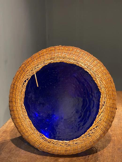 编竹护套蓝料长颈荸荠瓶，顺丰包邮 商品图13