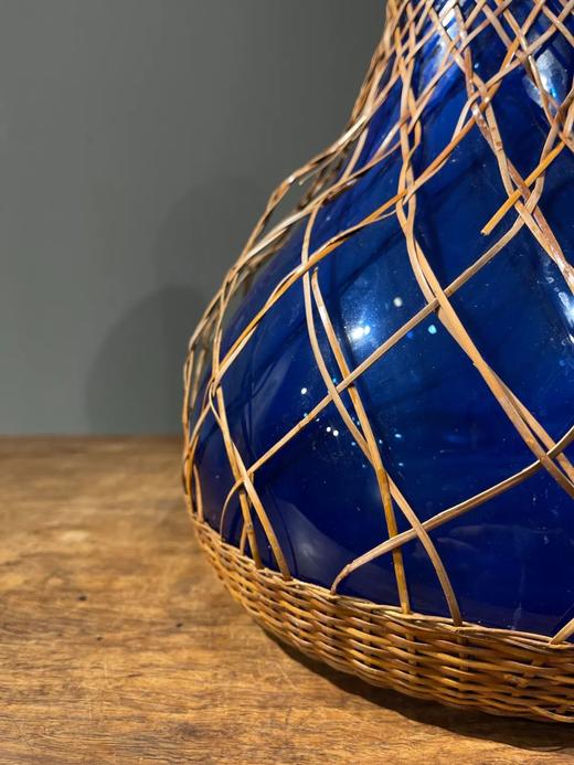 编竹护套蓝料长颈荸荠瓶，顺丰包邮 商品图11