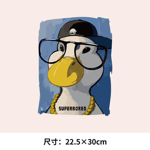 潮牌个性文艺鸭新款图案热转印戴眼镜鸭子A级过粉耐水洗胶印白墨烫画 商品图1