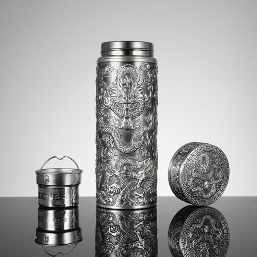 子佩集S999银九龙杯摆件【BXYL0050160】纯银内胆-仿古泡茶杯2401 商品图2