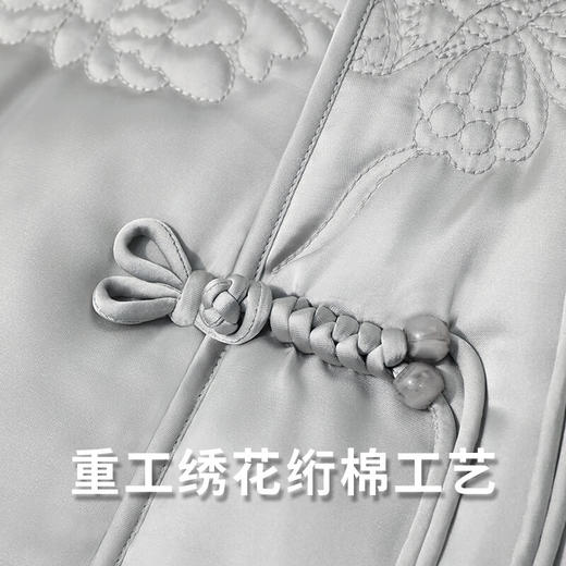 COCOBELLA新中式重工刺绣轻型棉服马夹女国风缎面马甲外套WS0005 商品图5