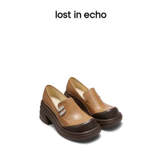 [捡漏价]lost in echo2024春季新款设计师品牌圆头厚底水流纹理粗跟单鞋女 商品图0