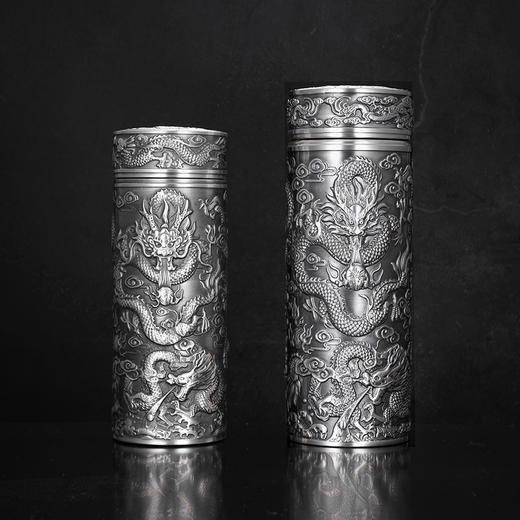 子佩集S999银【六龙泳舞】杯摆件【DLBJB025-100】纯银内胆-小号泡茶杯2401 商品图1