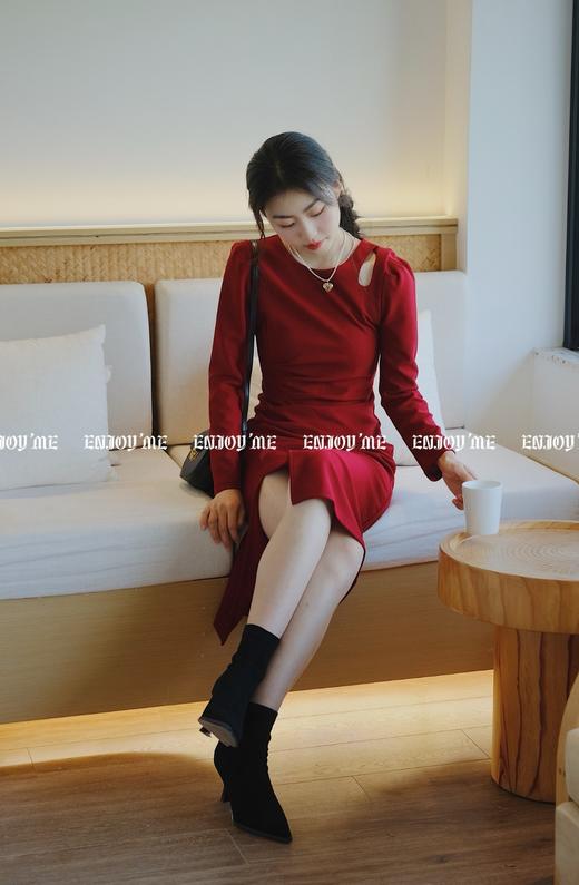 【门店同款】ENJOY秋季收腰侧开叉露肩连衣裙 154351903 商品图5