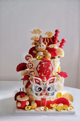 国风醒狮虎宝宝周岁蛋糕（需提2天预定）