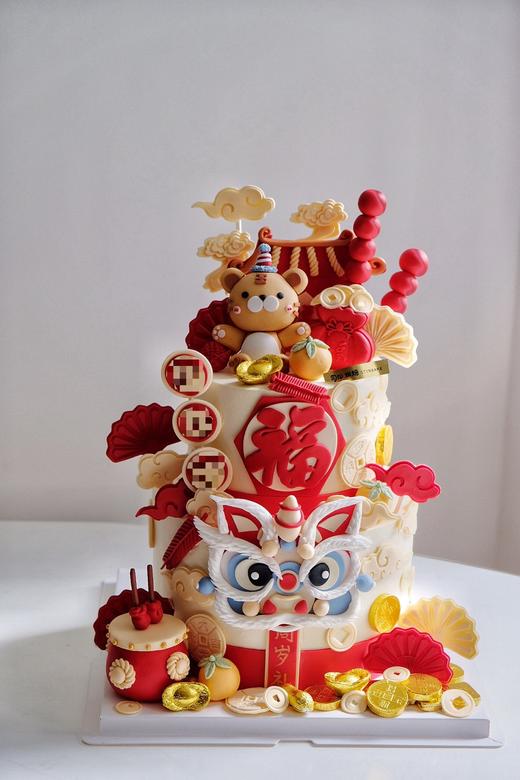国风醒狮虎宝宝周岁蛋糕（需提2天预定） 商品图0
