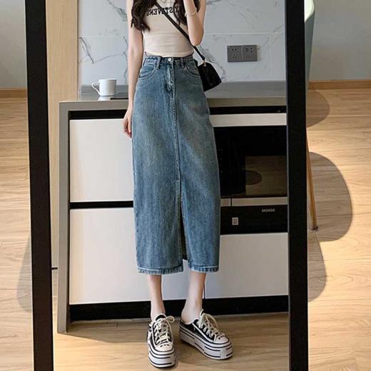 【一件穿三季】直筒牛仔半身裙开衩全棉高腰七分裙 藏肉显腿瘦 时尚穿搭初春夏秋搭配 商品图1