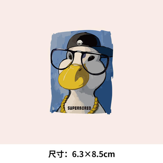 潮牌个性文艺鸭新款图案热转印戴眼镜鸭子A级过粉耐水洗胶印白墨烫画 商品图2