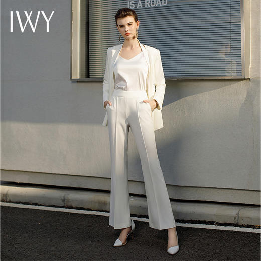 IWY/白色高端职业西装套装女主持人正装西服外套显瘦白色上镜演讲服装CP1953+D0125 商品图3
