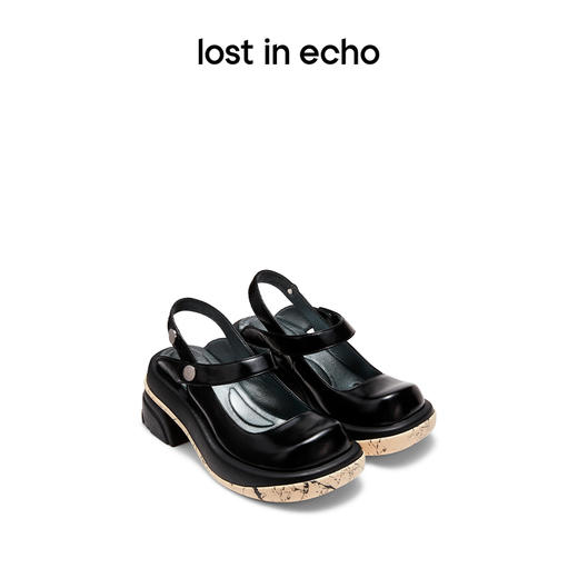 [捡漏价]lost in echo2024春季新款设计师品牌圆头厚底水流纹理粗跟玛丽珍 商品图0