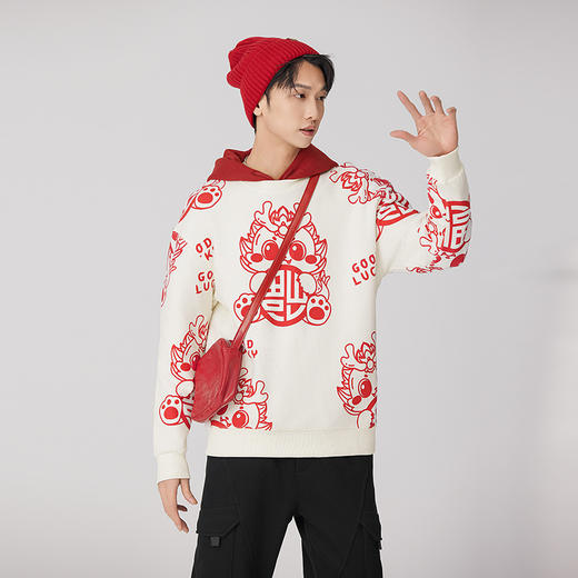 【断码清仓】HX 秋冬季圆领卫衣趣味生肖龙元素时尚潮流新年必备/C106410009101/02 商品图3