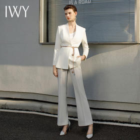 IWY/白色高端职业西装套装女主持人正装西服外套显瘦白色上镜演讲服装CP1953+D0125