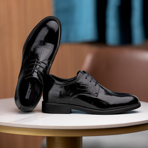 男士皮鞋隐形增高6CM黑色休闲新郎鞋真皮商务正装男 商品图1