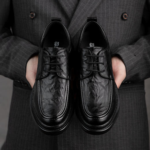内增高皮鞋男休闲男士正装商务隐形增高鞋真皮新郎婚鞋高级感鞋子 商品图2