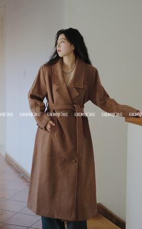 【门店同款】ENJOY冬季排扣收腰长款呢大衣 155015186