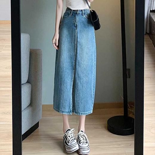 【一件穿三季】直筒牛仔半身裙开衩全棉高腰七分裙 藏肉显腿瘦 时尚穿搭初春夏秋搭配 商品图4