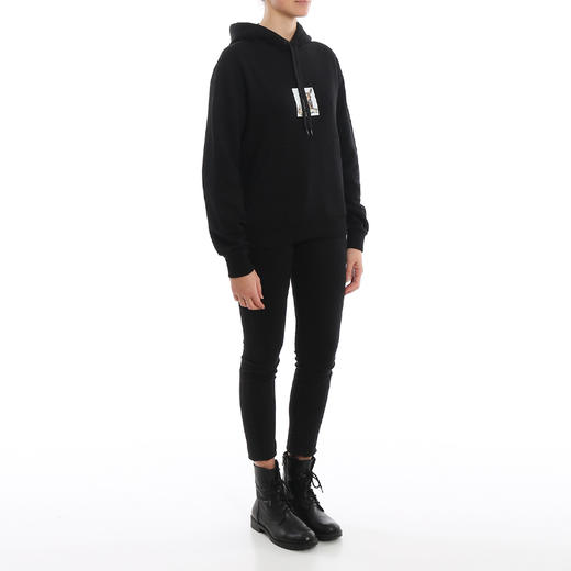 BURBERRY 巴宝莉 女士棉质小鹿徽标印花连帽卫衣 黑色 8024655 A1889 商品图3