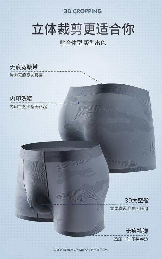 【两条装】锦纶冰丝男士无痕印花有孔平角内裤13005/23005/33005/3003/3005/3020/3021/3022 商品图4