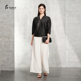 TANGY Collection天意精品2024春新品中国风气优雅大气莨绸香云纱上衣衬衫 L241000